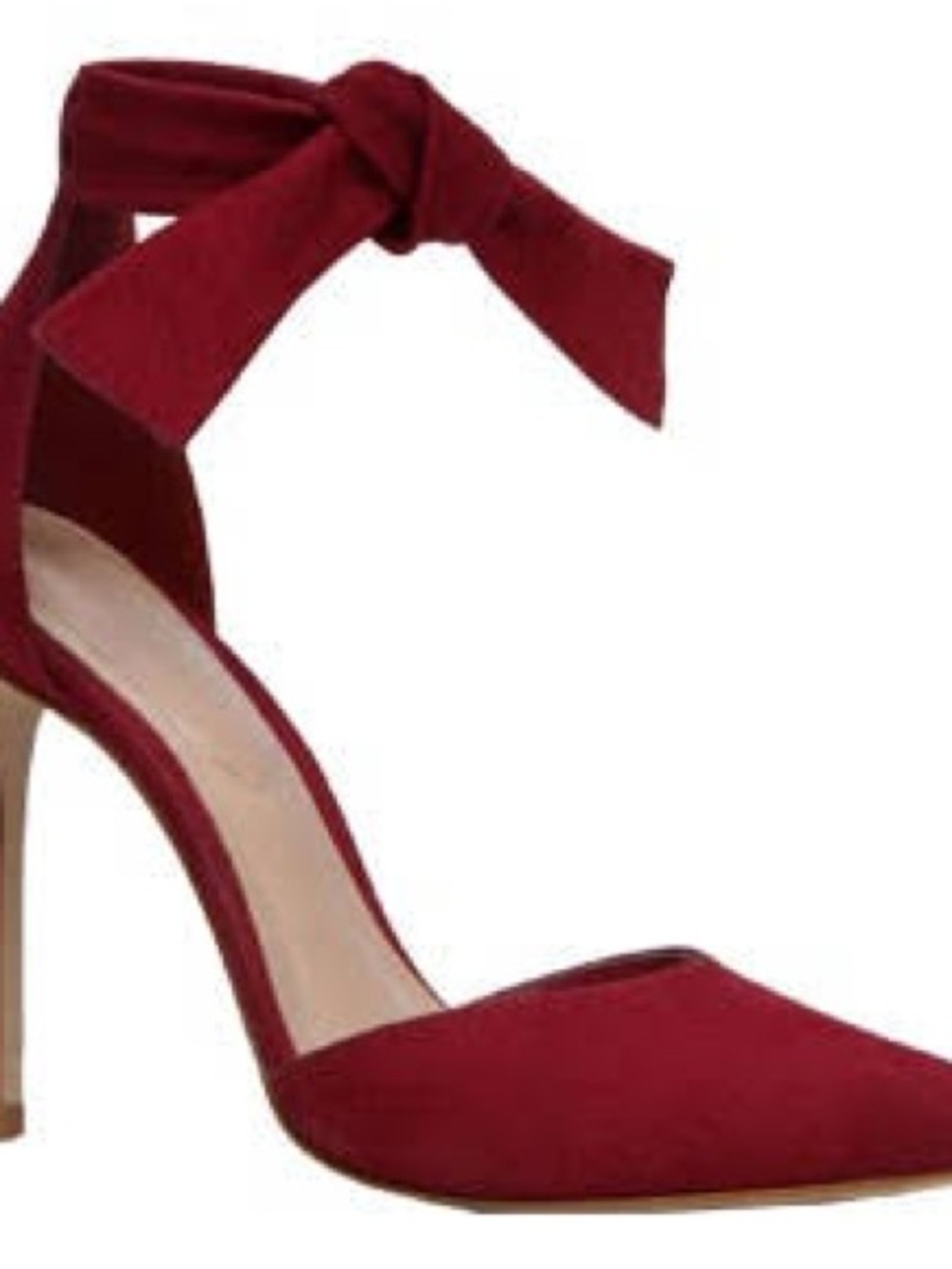 Aldo Burgundy Pointed-Toe Bow Ankle-Strap Heel